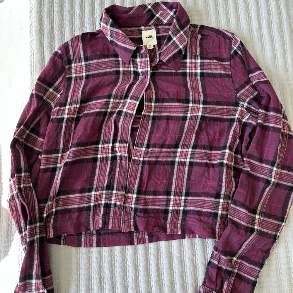 pink vans cropped flannel